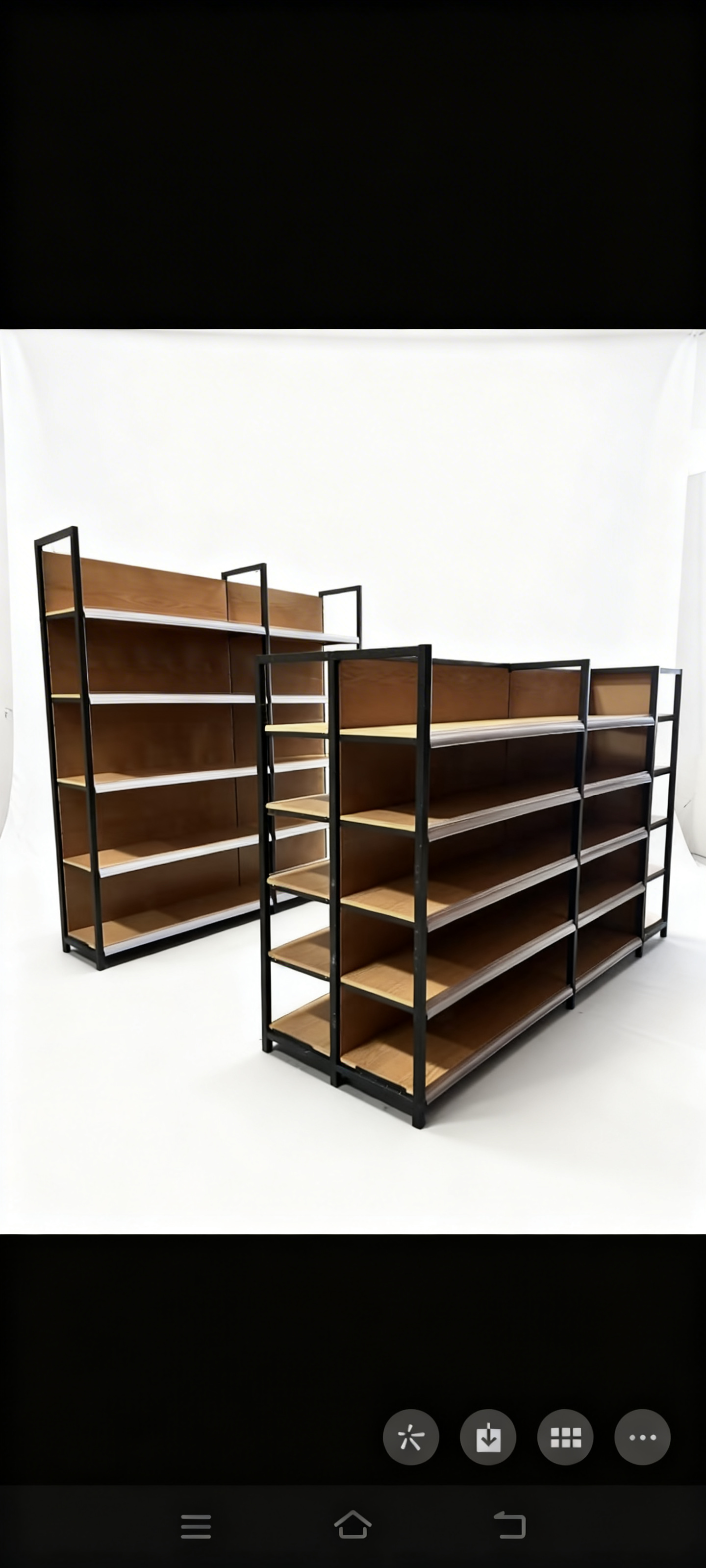 惠佳货架 5层设计 黑色金属框架 木纹隔板 商品展示架