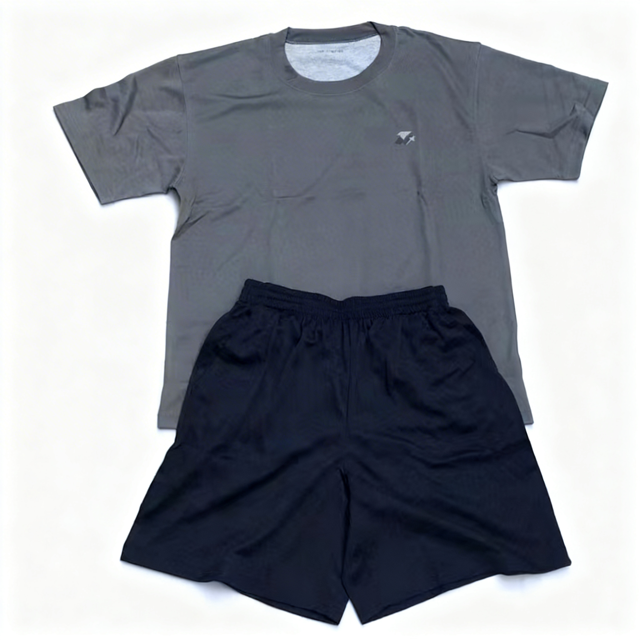 灰色短袖T恤+深蓝运动短裤 套装详情图3